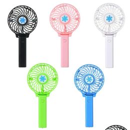 Party Favor Portable Usb Mini Fan Battery Rechargeable Foldable Handle Cooler Cooling Fans For Outdoor Sports Travel Drop Delivery Hom Dhqcp