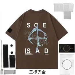 Solid color Men stones t shirt embroidered designer Tops stoneS island sweatshirt compass armband cotton loose short pullover STONE hoodie summer YTNP