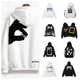 White Mens Fashion Hoodies Finger Sweatshirt Oversize Womens Designers