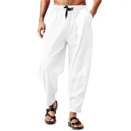 Men's Pants Cotton Linen Long Male Summer Breathable Solid Colour Trousers Fitness Streetwear Jogger Sport Sweatpants