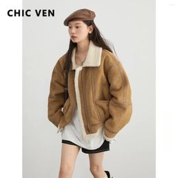 Women's Jackets CHIC VEN Women Jacket Casual Loose Streetwear Female Suede Coat Integrated Girl Motorcycle Wear Outerwear Autumn Winter 2024