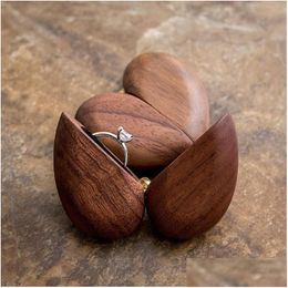 Jewelry Boxes Jewelry Boxes Heart Shaped Walnut Wood Ring Box Veet Soft Interior Holder Organizer Wooden For Proposal Engagement C3 Dr Dhp2V