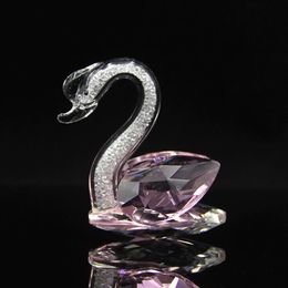 Crystal Swan Figurine Glass Ornaments Animal Paperweight Diamond Arts Collection Table Home Decoration Crafts Miniature Gifts 2011206P