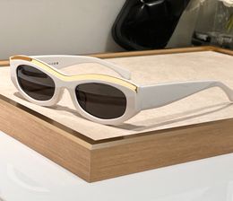 White Oval Sunglasses Gold Grey Shaded Lenes Women Luxury Sunglasses Fashion Summer Sunnies Sonnenbrille UV Protection Eyewear with box