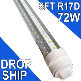 R17D/HO 8FT LED Bulb - Rotate V shaped, 6500K Daylight 72W, 7200LM, 250W Equivalent F96T12/DW/HO, Clear Cover, T8/T10/T12 Replacement, Dual-End Powered, Ballast Bypass usastock