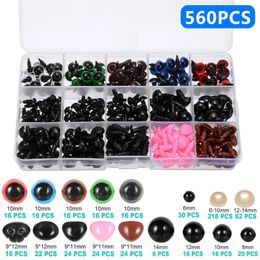 1 Box DIY Craft Eyes Sets 560 Pcs Plastic Colourful Safety Noses For Animal Toy Doll Making Tools Accessories 240129