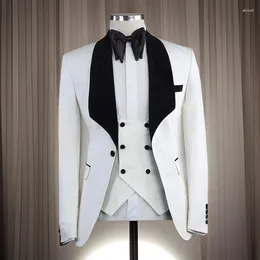 Men's Suits Custom Made Suit 3 Pieces Slim Fit Prom Wedding Formal Groom Tuxedo (Jacket Vest Pants) Latest Design 2024