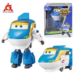 Super Wings 5 Inches Transforming Tony 2 Modes Transformation from Robot to Aeroplane Deformation Action Figure Kid Toy Gift 240119