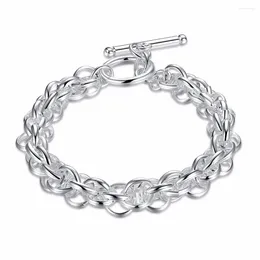 Charm Bracelets Deals Standard Sterling Silver Fashion Round Chain TO Locks Men's Birthday Gift