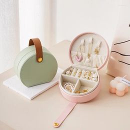 Storage Boxes Girl's Mini Split Panel Portable Leather Travel Cute Box Necklace Ring Home Jewellery Handheld Bag Luggage