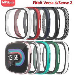 Screen Protector for Fitbit Versa 4 Hard PC Bumpe Protective HD Tempered Glass Case All-Around Full Cover Bumper Shell