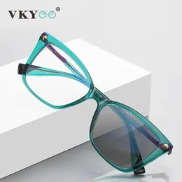 Sunglasses VKYEE Fashion Pochromic Prescription Glasses For Women Facial Modification Hyperopia Anti Blue Light Reading PFD2127