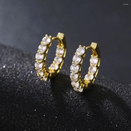 Hoop Earrings Circle Geometry Small For Women's Gold Colour Cubic Zirconia Luxury Party Accessories Earring Jewellery Gift KAE002