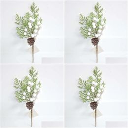 Decorative Flowers Wreaths Artificial Plants Simation Christmas Red Fruits Snowflakes Pine Needles Used For Living And Home Accessorie Otppl