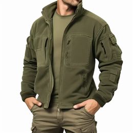 Mens Vintage Polar Fleece Military Cargo Jackets 240124