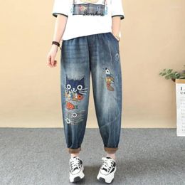 Women's Jeans Korean Fashion Ladies Punk Streetwear Womens Printed Vintage 2024 Denim Trousers Harem Pants Casual W916