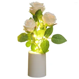 Night Lights Rose Light Desktop Lighting Decor Artificial Flowers Table Lamp Gifts For Mom Wife Girlfriend