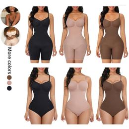 Women's Shapers Women Bodysuit Sexy Backless Ribbed Romper Tummy Control Shapewear String Femme Sleeveless Tank Top Jumpsuit Body Overalls