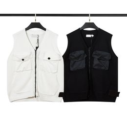 Gilet ricamato con bussola di alta qualità di design Maglione con doppia cerniera Bianco e nero per uomo e donna
