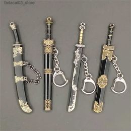 Keychains Lanyards Ancient Chinese Mini Sword KeyChain First Emperor of Qin KeyRing Sword Metal Weapon Toy Key Chain Pendant Cute Keychain Q240201