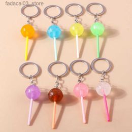 Keychains Lanyards Lovely Resin Candy Lollipop Keychain Mini 3D Simulation Food Key Rings for Men Women Handbag Pendants DIY Kids Jewelry Gifts Q240201