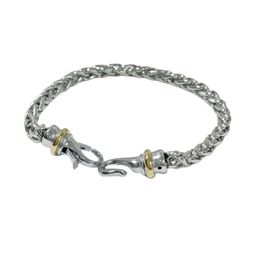 Bracciale Dy Designer Moda di lusso Donna Bracciale di qualità originale David Y Hook Bracciale con fibbia a filo intrecciato in argento sterling con placcato giallo 14K