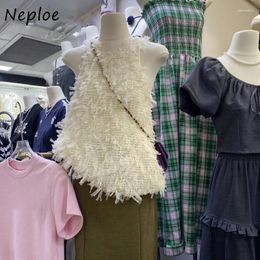 Women's Tanks Neploe Temperament French Lace Sleeveless Tassel Tank 2024 Women Summer Simple Round Neck Thin Versatile Western Style Solid