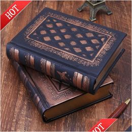 Notepads Wholesale Leather Retro Vintage Diary Journal Notebook Blank Hard Er Sketchbook Paper Stationery Travel School Sdudent Gift Dhhdq