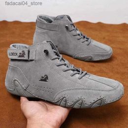 Roller Shoes Leather Walking Shoes for Men 2023 New Casual Luxury Man Boots Outdoor High Top Sneakers Fashion Roman Footwear Motorcycle Boots Q240201