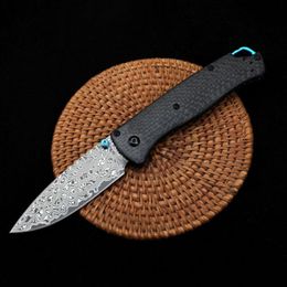 Lama di Damasco BM 535 Coltello pieghevole tattico Manico in fibra di carbonio Campeggio esterna Sopravvivenza Sicurezza Coltelli da tasca Strumento EDC