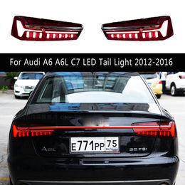 Car Taillight Assembly Dynamic Streamer Turn Signal For Audi A6 A6L C7 LED Tail Light 12-16 Brake Reverse Running Light Auto Parts