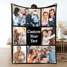 Custom with Photo Text Personalised Flannel Throw Blanket Customised Blanket Using My Own Photos Birthday Christmas Wedding Gifts for Mom Dad Friends Sister 1294