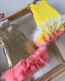 Colorfu Sequin fluffy Cake Dress for girl Halloween Sleeveless Dresses teens Pageant ball gown wedding birthday Party Baby dress 240131