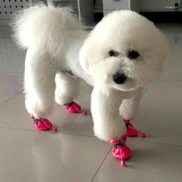 Dog Apparel 4Pcs Waterproof Pet Shoes Anti-slip Rain Snow Boots Warm Plush Winter Dogs Socks Booties For Puppy Cats Outdoor Supplies