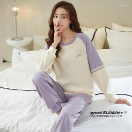 Women's Sleepwear Pyjama Girls Spring And Autumn Long-Sleeved Cotton 2024 Cute Summer Thin Can Wear Home Dress Suit