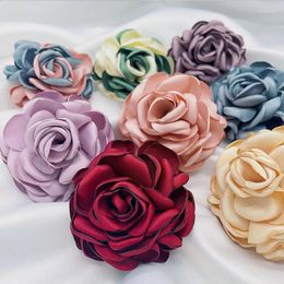 Decorative Flowers 5pcs 8CM Artificial Satin Rose Fabric Curling Clothing Dress Decor DIY Boutique Wedding Decoration
