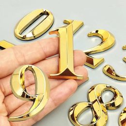 Decorative Figurines 5CM House Number Sticker Tag Numeral Door Plate Plaque Drawer Sign Plating El Home Address Label Plastic 0-9 1pc Golden