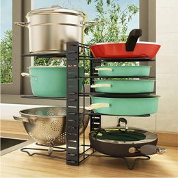 Kitchen Storage 4/5/8 Layer Pan Shelf Organisation Lid Rack Pot Stand Cookware Holder Dish Drainer Shelves Rangement Adjustable