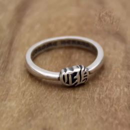 A177 S925 Sterling Silver Ring Letter Minimalist Trendy Hip Hop Retro Couple Jewelry Gifts for Lovers