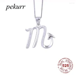 Pendants Pekurr 925 Sterling Silver Scorpio Zircon Horoscope Necklaces For Women Constellation Pendant Zodiac Sign Letter M Fine Jewelry