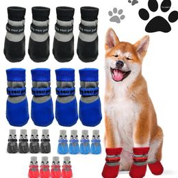 Dog Apparel 4pcs/set Socks Outdoor Anti-Slip Waterproof Paw Protector With Adjustable Straps Rubber For Hardwood Floors Indoor