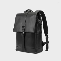 Backpack Trendy Men's Fashion Casual PU Leather Waterproof Bag Large Capacity Travel School Mochila