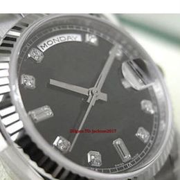 Christmas gift Original box certificate Watches Unisex Watches 118239 President Mens 18K White Gold Black Diamond Dial 36MM243M