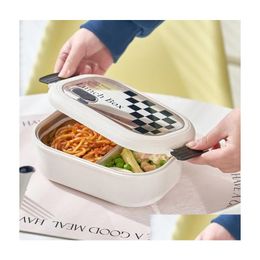 Dinnerware Sets New Thermal Insation Student Canteen Partition Stainless Steel Lunch Box Bento Portable Compartmentalized Office Worke Dhrhl