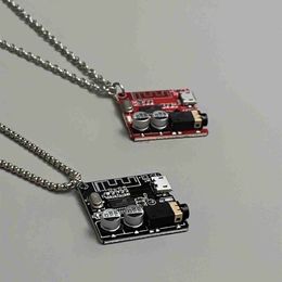 Chokers 2022 NEW Hot Sale Personality Exaggerated Hip-hop Futuristic Punk Cyberpunk Electric Plate Pendant Necklace Women Men Jewellery YQ240201