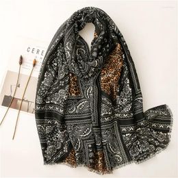 Scarves Fashion Women Fringe Viscose Scarf Cashew Floral Leopard Patchwork Hijab Shawls And Wraps Female Foulards Echarpe Sjaal 180 90Cm