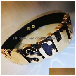 Chokers Leather Necklace Fashion Personalised Chokers Metal Letter Gorgeous Women Designer Jewellery Pendants Cute Drop Delivery Jewellery Dham7