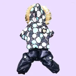 Dog Apparel Winter Jumpsuits Cartoon Pattern Windproof Attractive Puppy Bodysuit Hooded Warm Thickened Breathable Dogs Cats Onesie