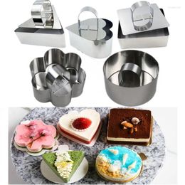 Baking Moulds 1 Pc Mousse Rings Stainless Steel Cake Mould With Pusher DIY Dessert Crumpets Pastry Heat-resistant Cooking Tool 5 Styles