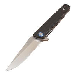 G2401 Flipper Folding Knife D2 Satin Blade CNC Micarta Handle Outdoor Camping Hiking Ball Bearing Fast Open EDC Pocket Folder Knives